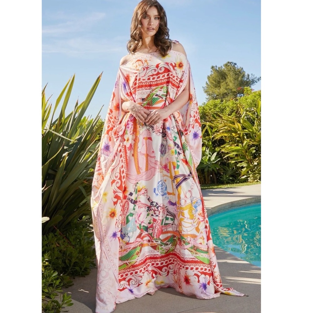Colorful Off-Shoulder Maxi Dress